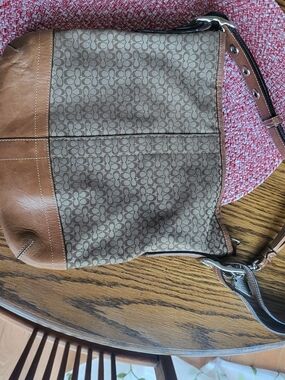 Vintage Coach Signature Canvas and Leather Hobo Bag - Brown/Tan